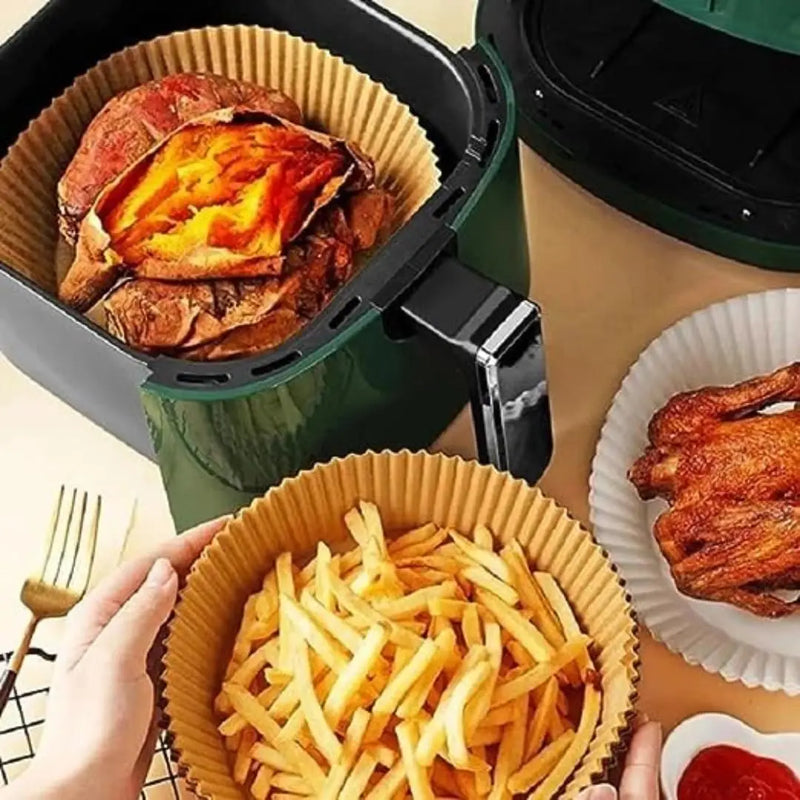 Kit com 100 formas descartáveis de papel para Air Fryer, forro Antiaderente para fritadeiras à ar