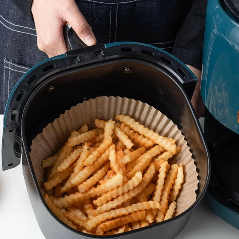 Kit com 100 formas descartáveis de papel para Air Fryer, forro Antiaderente para fritadeiras à ar