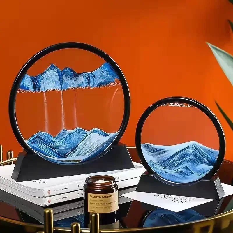 3D ampulheta areia movediça arte imagem, vidro redondo, mar profundo, sandscape artesanato, fluindo pintura, escritório, decoração de casa presente, novo