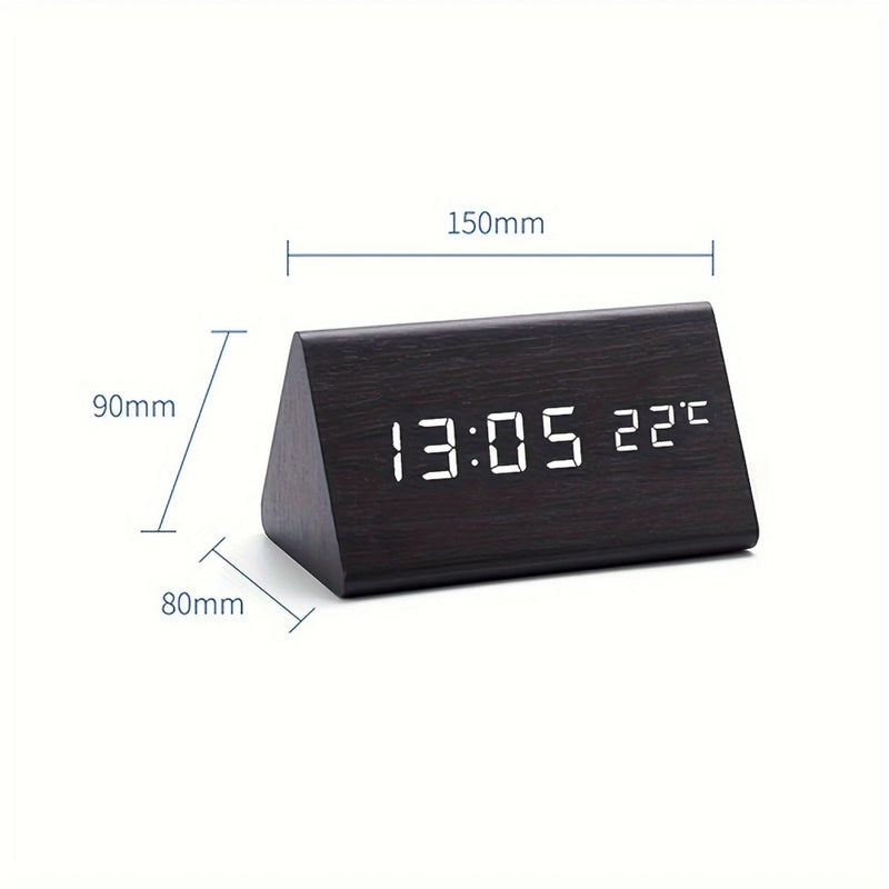 Despertador digital de madeira com porta USB Relógio de mesa elétrico Dimmer de volume ajustável Snooze, 12, 24H, decoração de madeira elegante