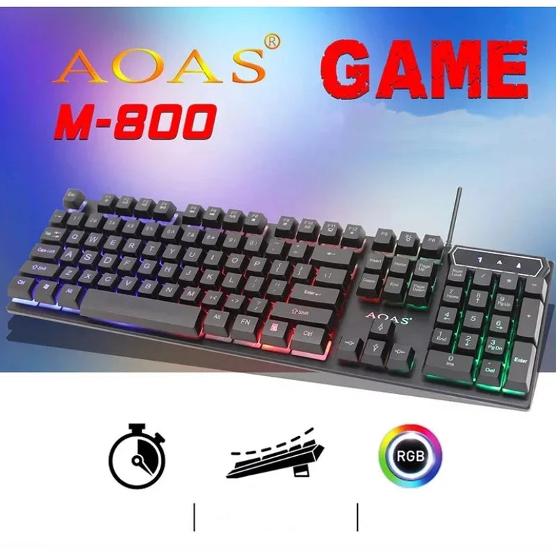 Teclado Semi Mecânico Gamer Led Rgb Usb Gaming Keyboard M-800