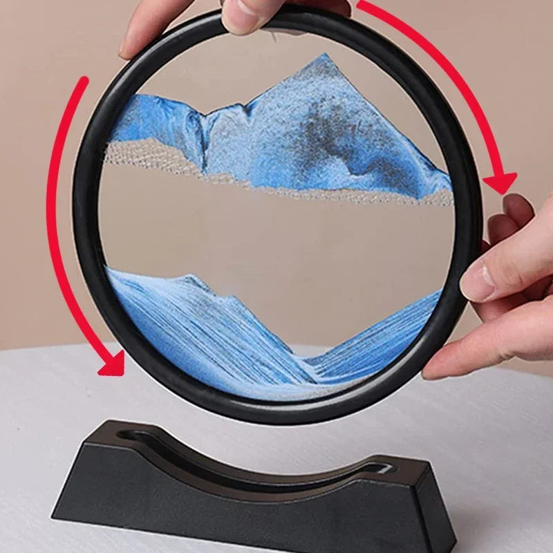 3D ampulheta areia movediça arte imagem, vidro redondo, mar profundo, sandscape artesanato, fluindo pintura, escritório, decoração de casa presente, novo